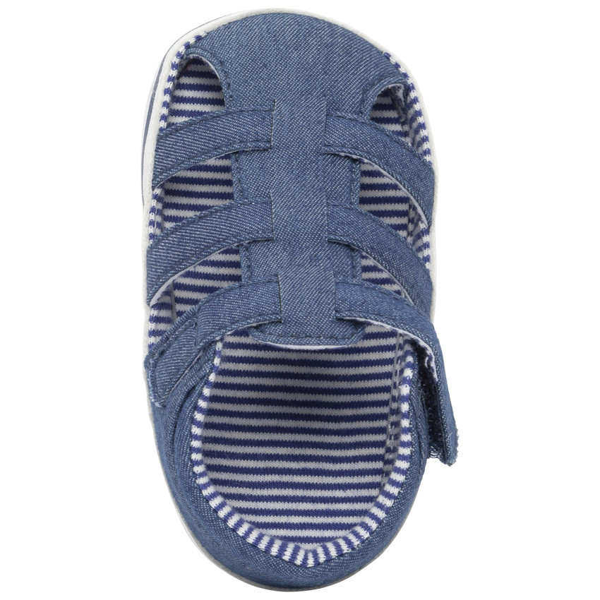 Sandales velcro bleu jean avec doublure à rayures 