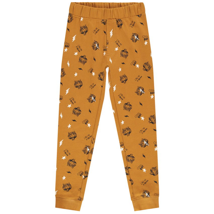 Pyjama 2 pièces en interlock t-shirt manches longues + pantalon imprimé tigres pour garçon 