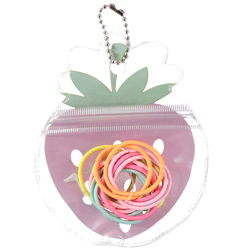 Lot de 15 élastiques dans pochette fraise pour fille 