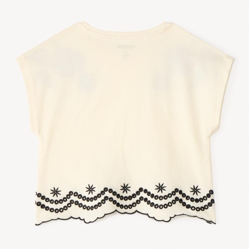 T-shirt manches courtes broderie fleurs pour fille 