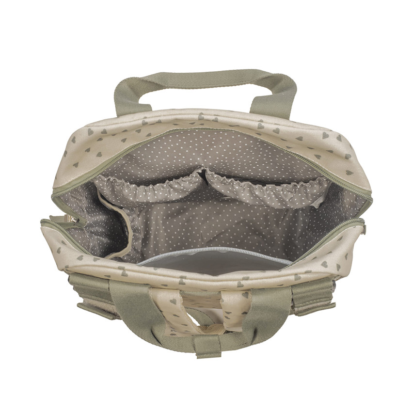 Sac à dos à langer imprimé cœurs Poppy + tapis mousse 