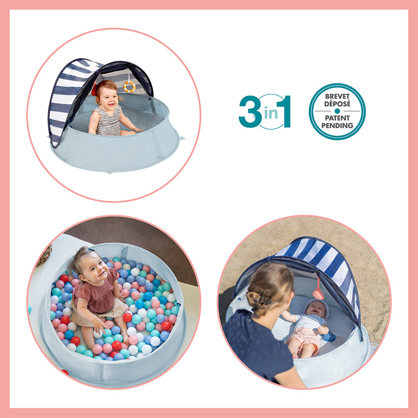 Nid 3-en-1 Aquani aire de jeux et piscine anti-UV - Marinière - Rayures (Babymoov) - Image 2