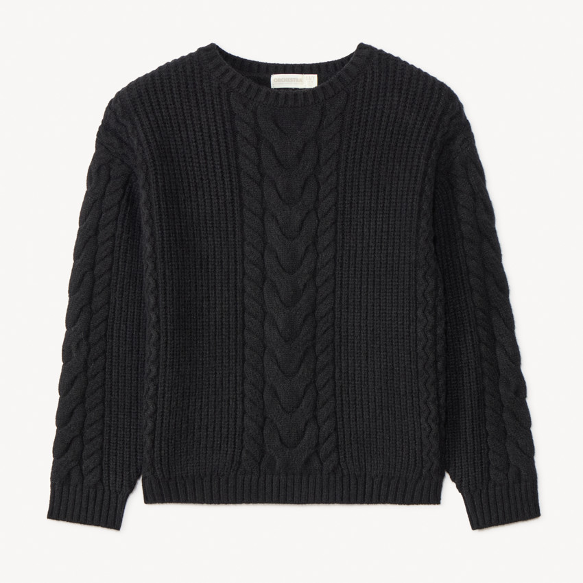 Pull oversize en tricot torsadé uni pour fille