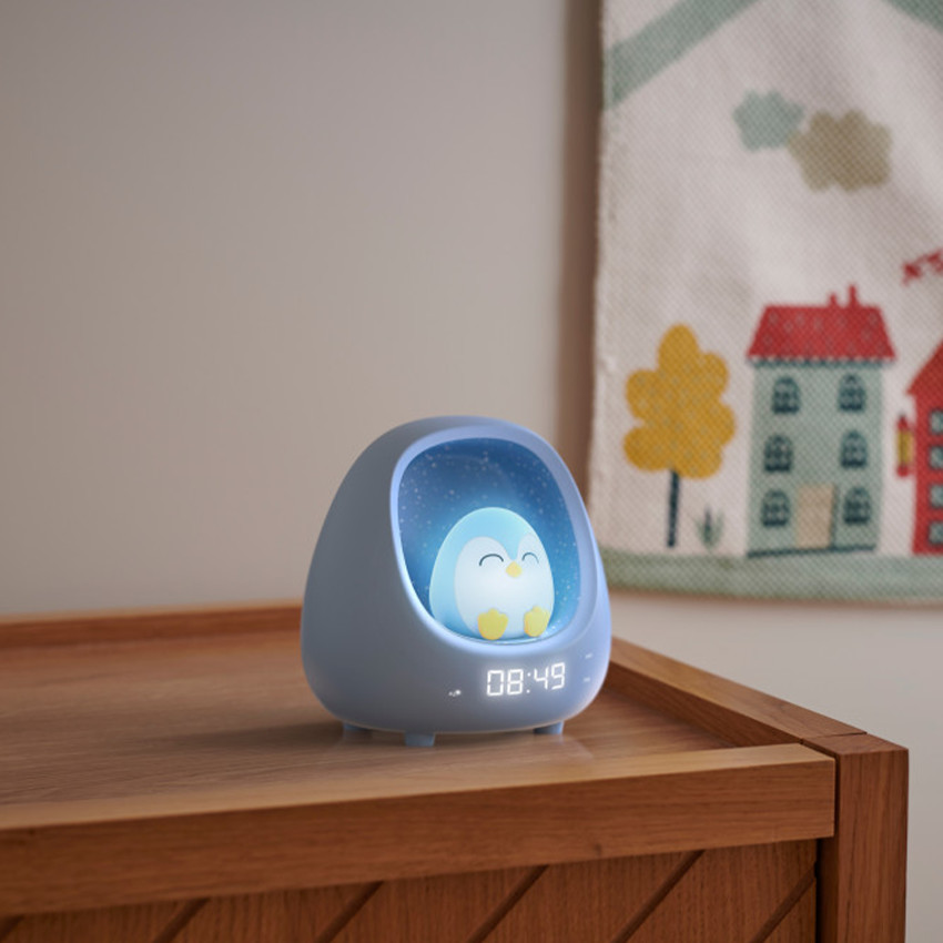Réveil avec veilleuse Snow le pingouin bleu 