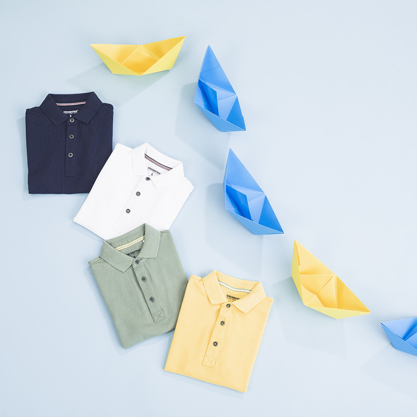 Polo manches courtes uni en coton piqué pour garçon 