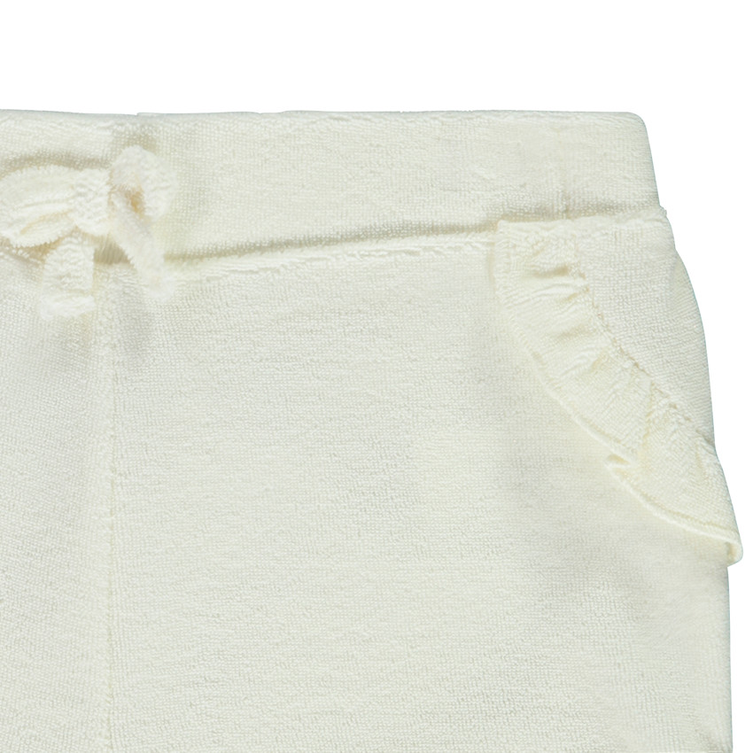 Short uni en éponge avec volants + nœud pour bébé fille  