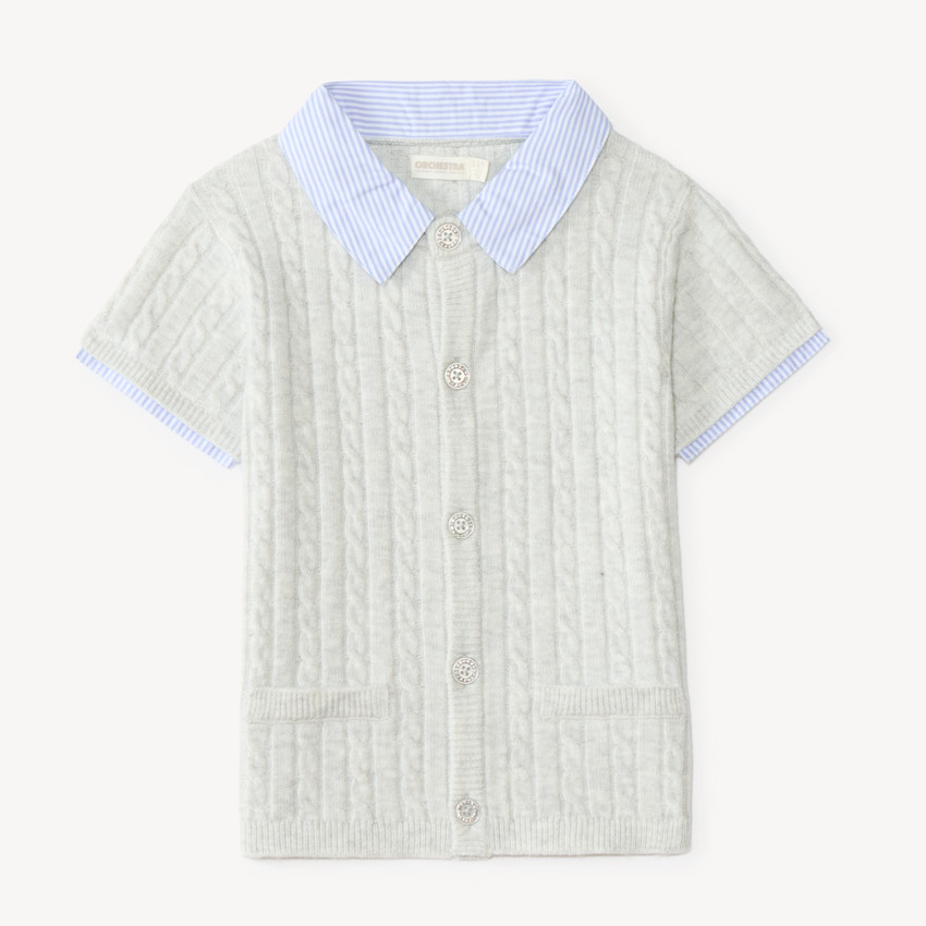 Gilet manches courtes fille avec empiècement chemise