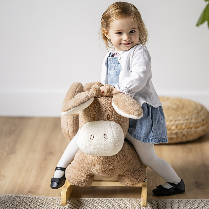 Âne à bascule en sherpa Teddy caramel 