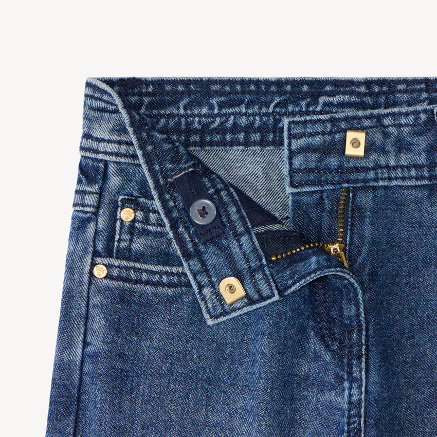 Jean large en denim bleu stone pour fille  