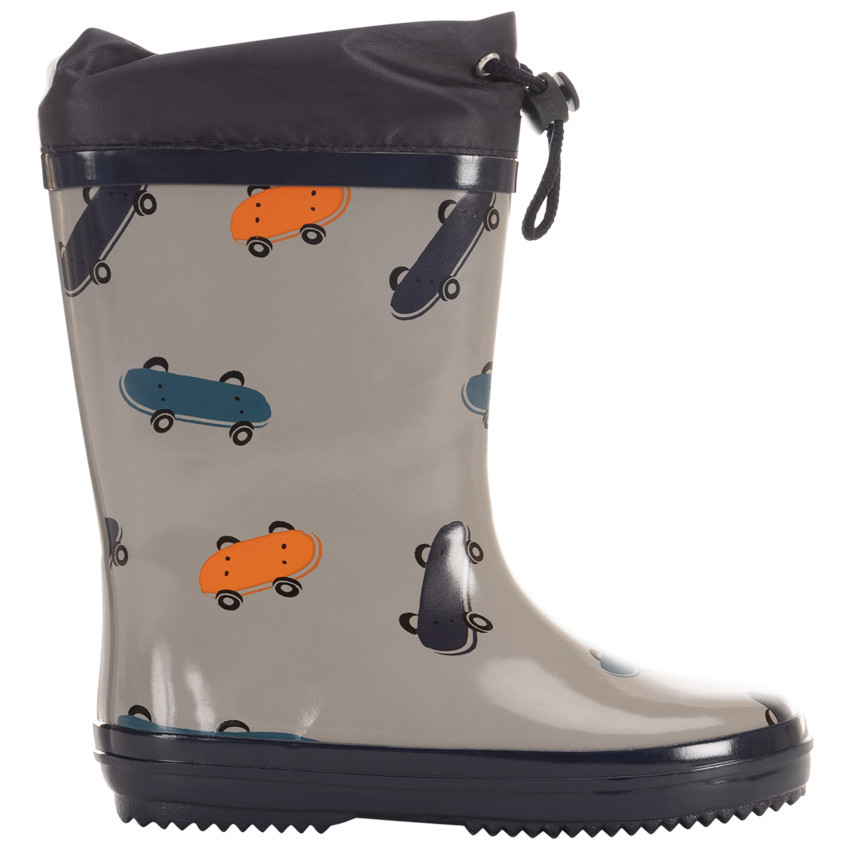 bottes de pluie en caoutchouc imprimé skates pour bébé garçon - gris