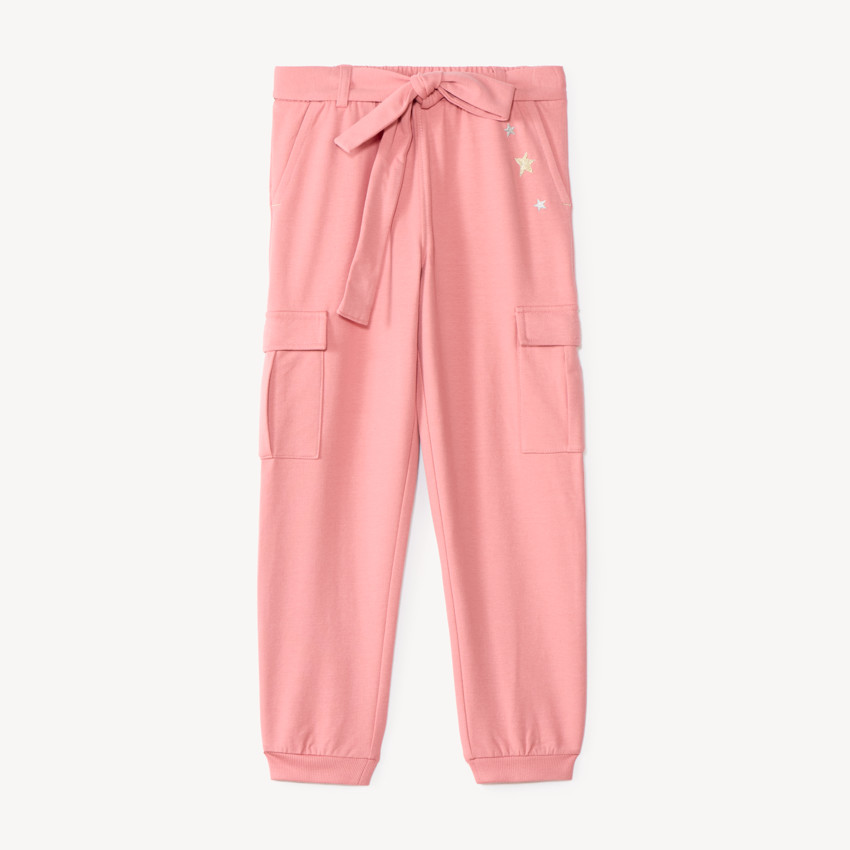 Pantalon de jogging fille coupe cargo avec ceinture à nouer
