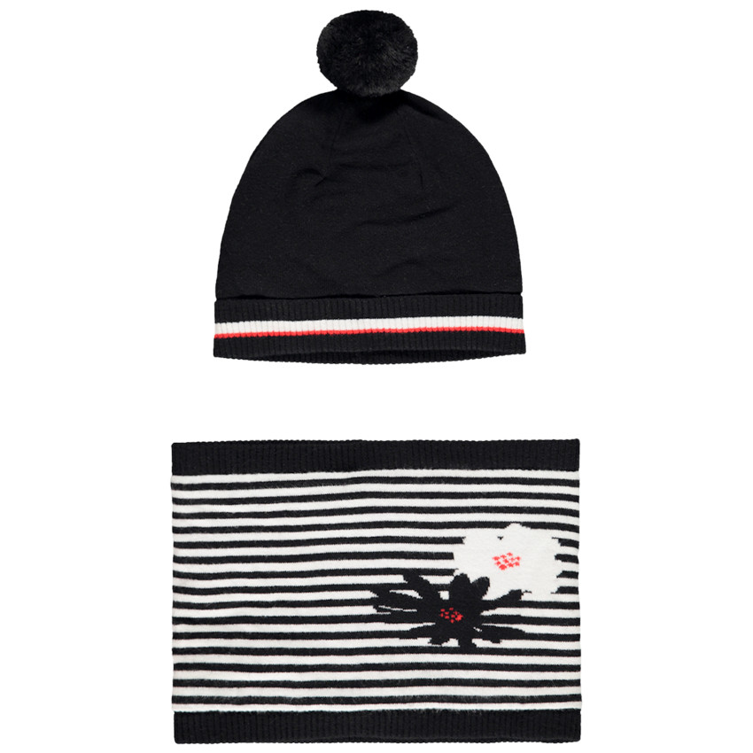 Bonnet et snood en tricot fantaisie doublés sherpa pour fille