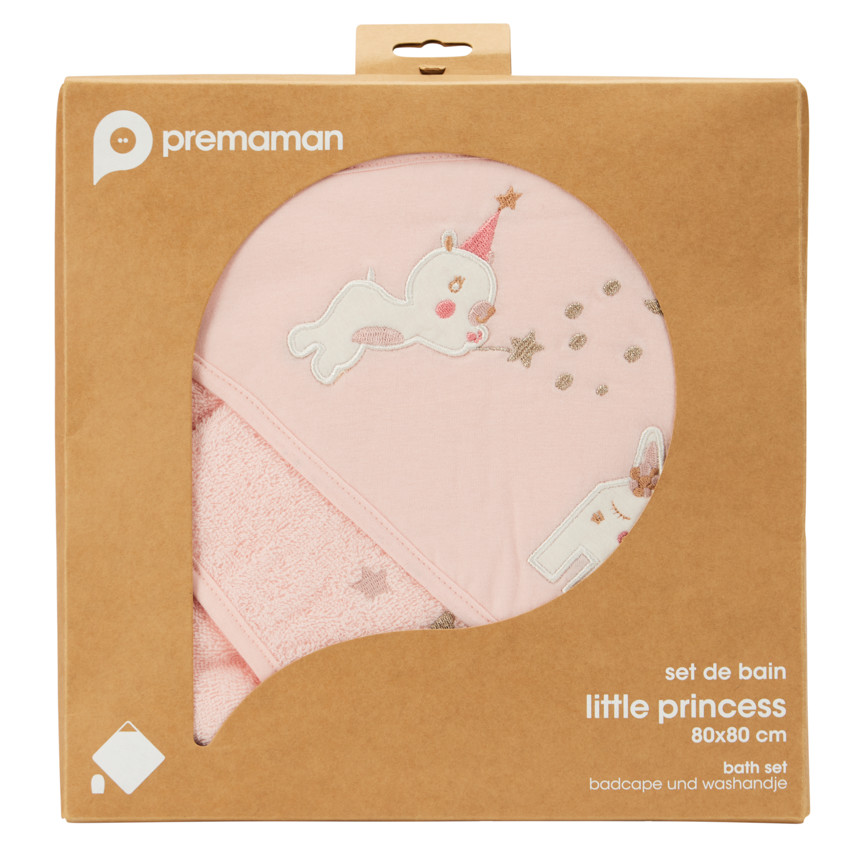 Set de bain cape + gant de toilette Little Princess 