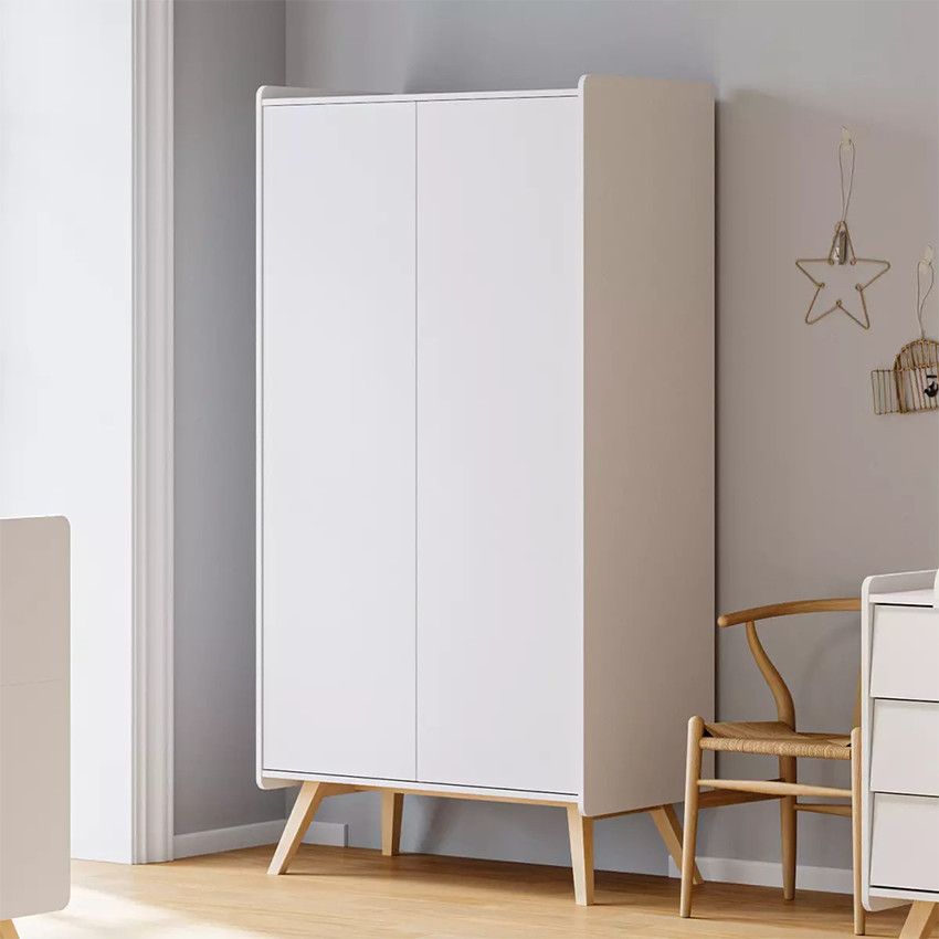 Armoire à 2 portes Vintage blanc/chêne 