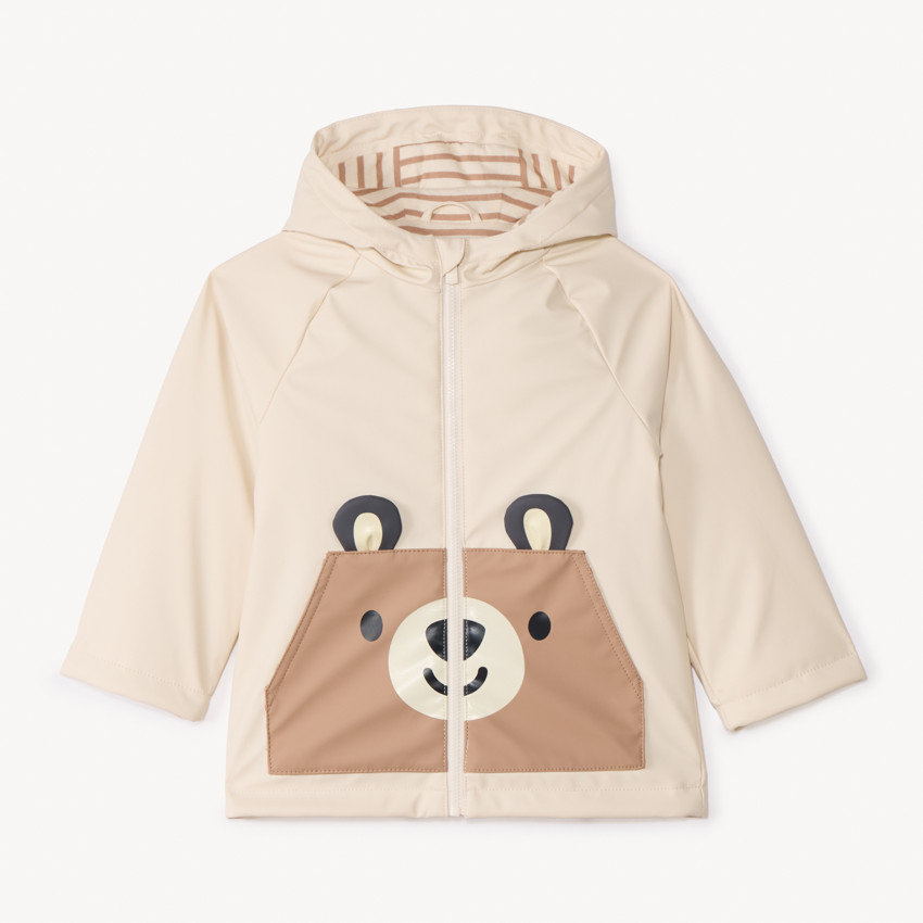 Parka déperlante à poches ludiques ourson pour bébé garçon