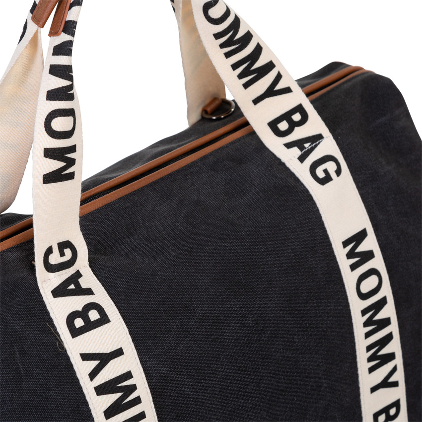Sac à langer Mommy Bag Signature en toile - Noir 