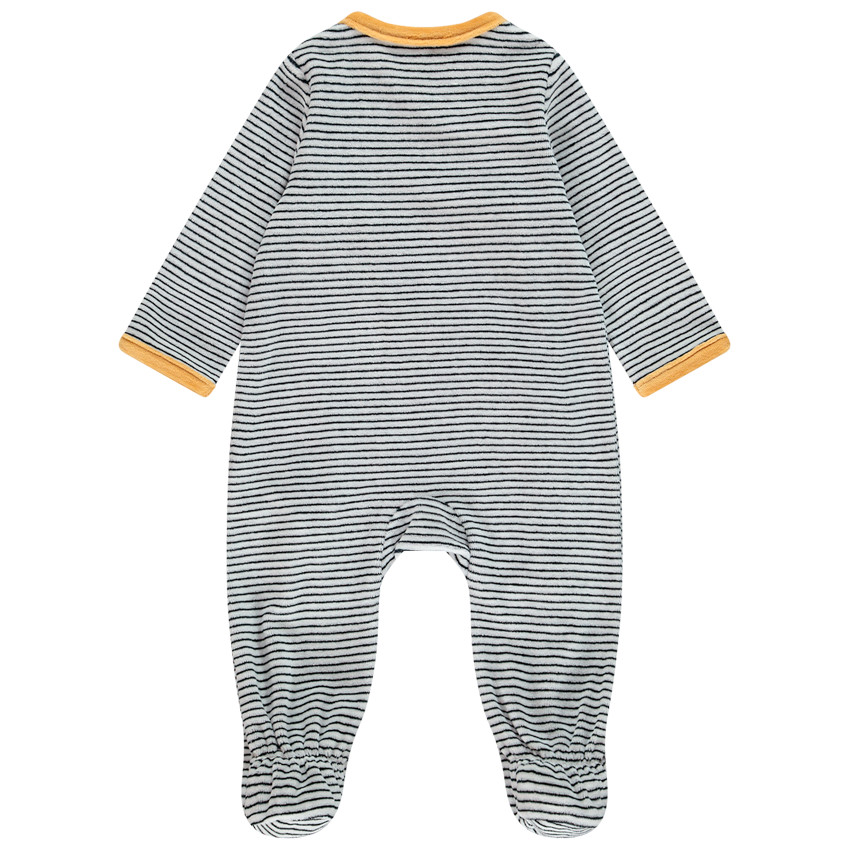 Dors-bien en velours rayé motif lion pour bébé garçon 