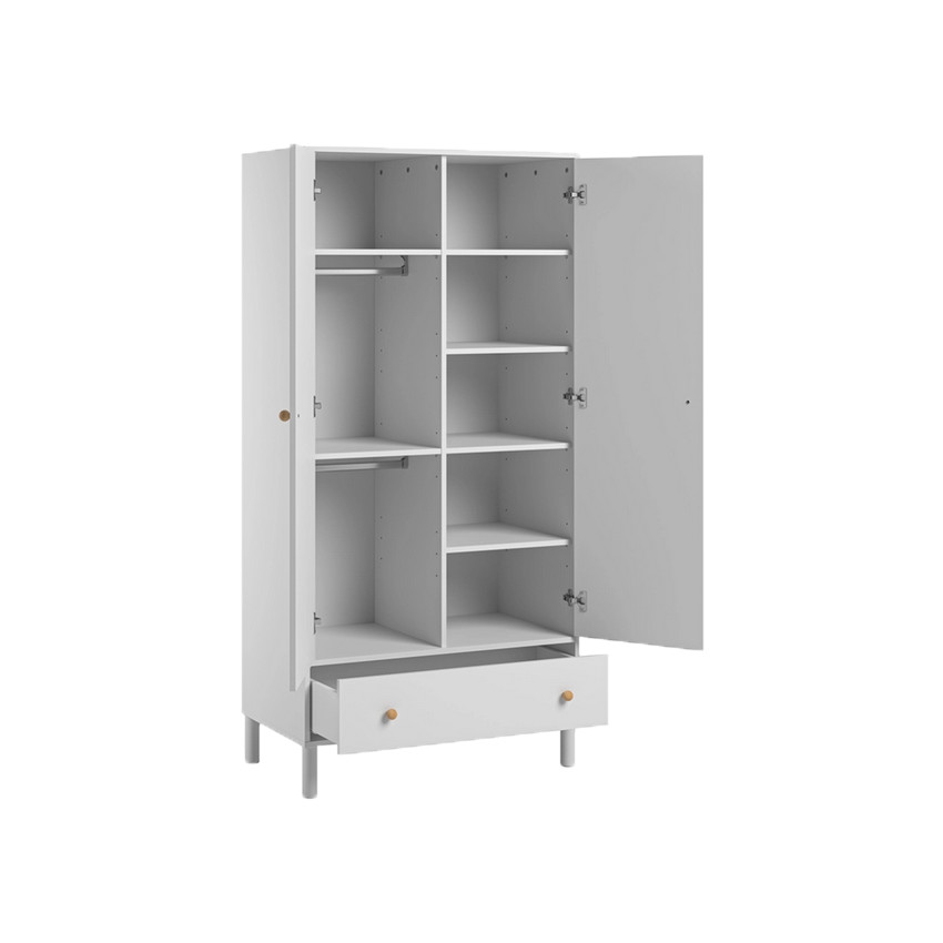 Armoire 2 portes Tela Blanc/Bois 