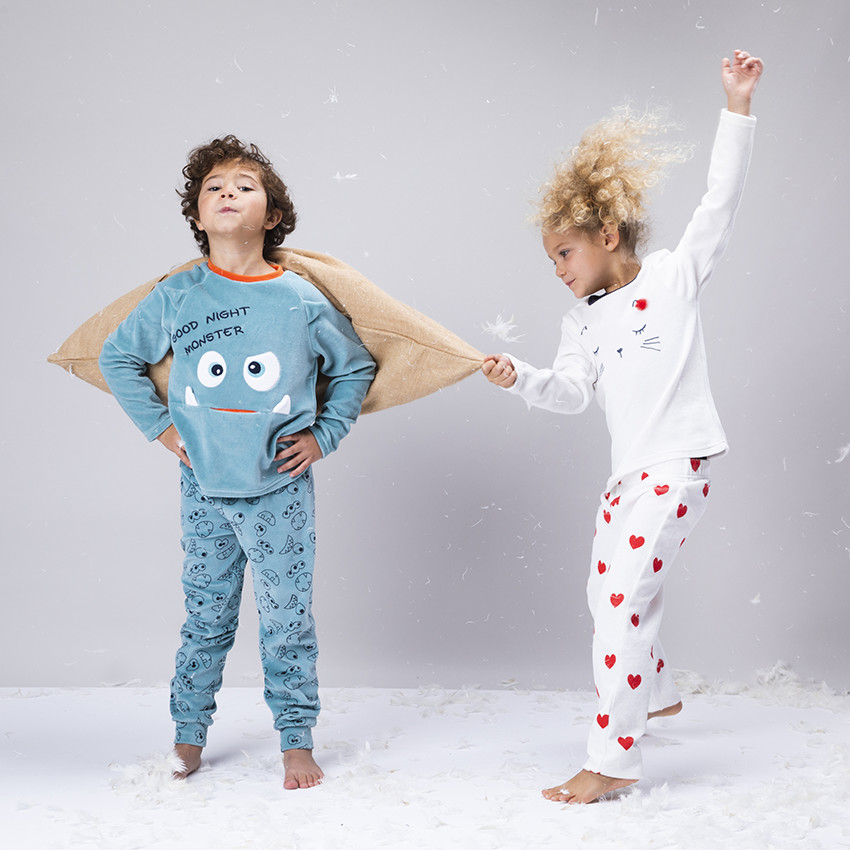WEDFGX Nouveaux garçons Filles Pyjama Ensemble col en v Solide