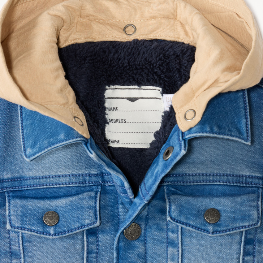 Veste en jean bébé garçon avec capuche amovible contrastée  