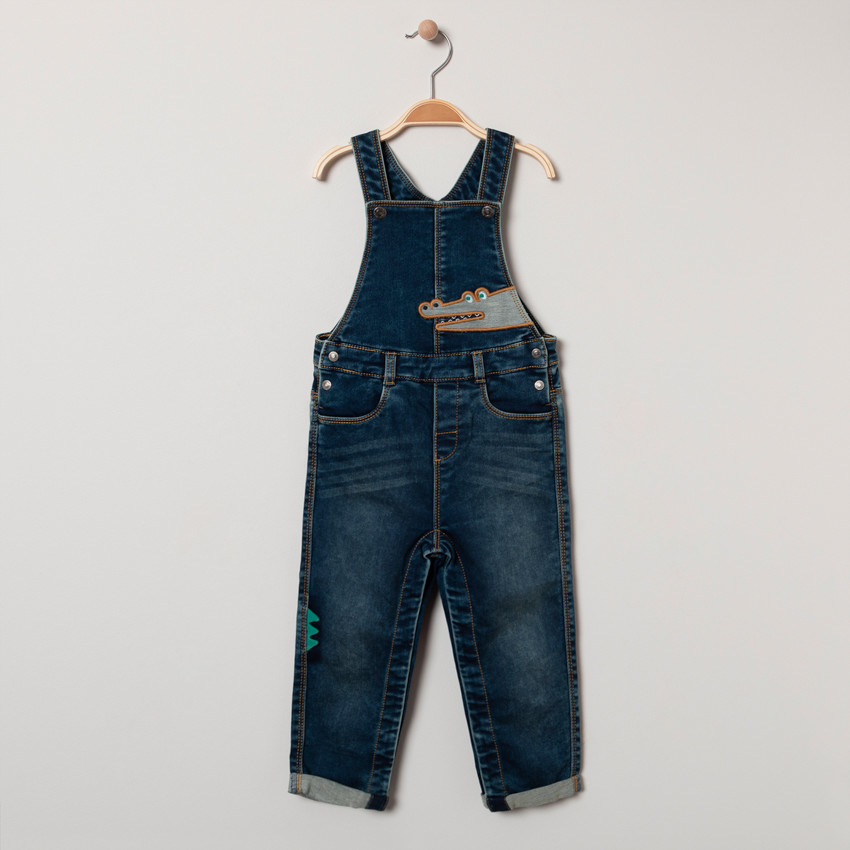 Salopette longue en jean effet used 