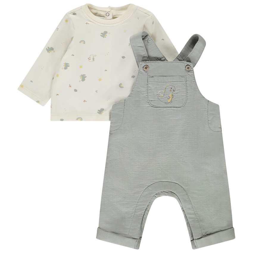 Ensemble salopette + t-shirt manches longues dragon pour bébé garçon