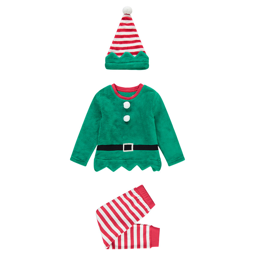 Pyjama lutin de Noël garçon en polaire esprit déguisement avec ensemble et  bonnet