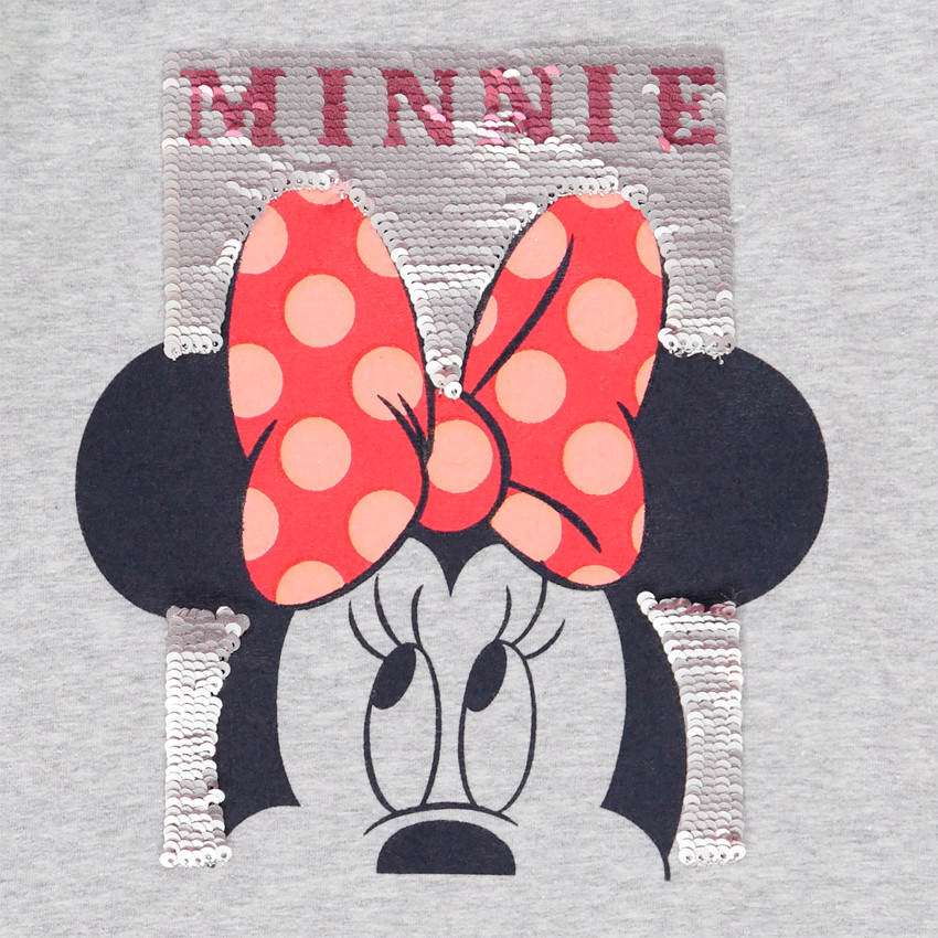 T-shirt manches longues Minnie Disney à sequins pour enfant fille 