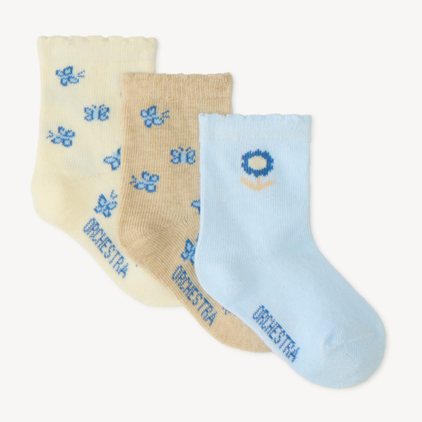 Lot de 3 chaussettes hautes fleuries pour bébé fille 