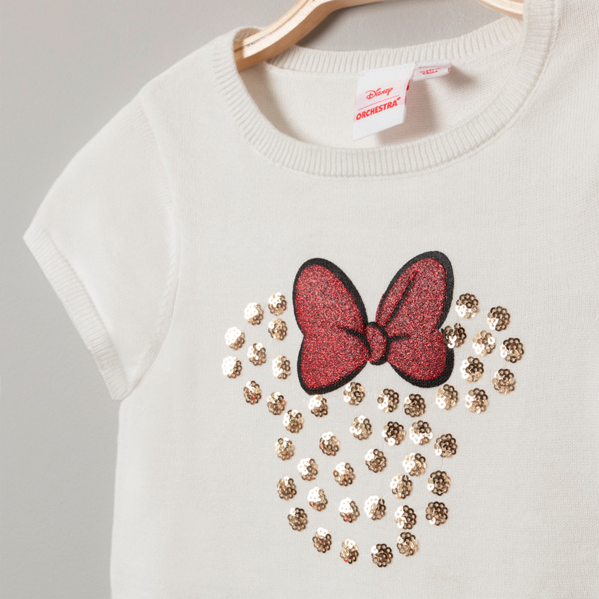 Robe manches courtes en tricot motif Minnie Disney 
