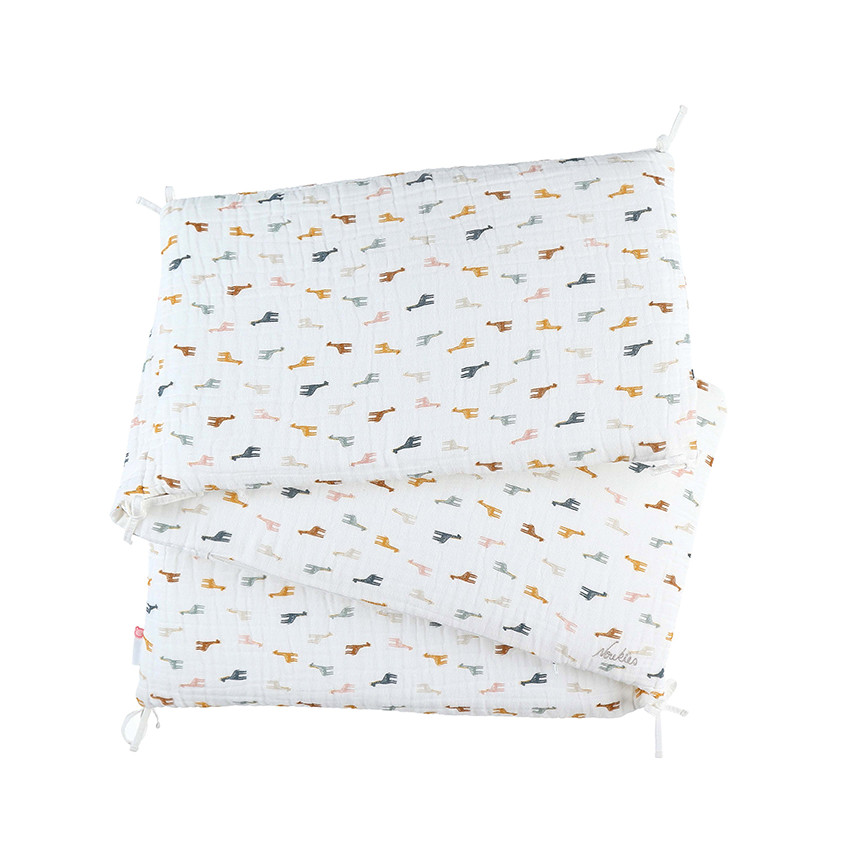 Tour de lit respirant en mousseline de coton imprimé girafes