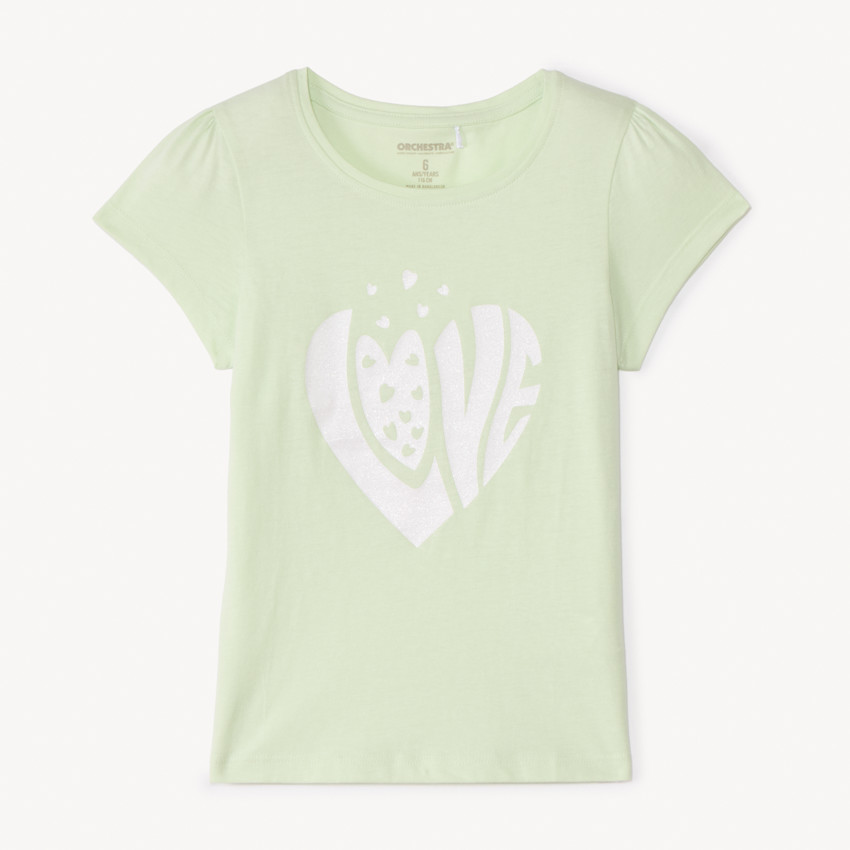 T-shirt manches courtes à print pailleté pour fille 