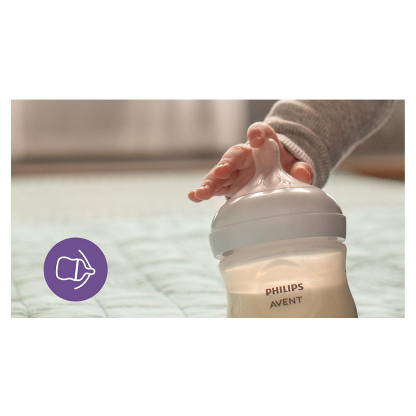Lot de 2 tétines Natural 3.0 débit moyen 4 trous 3M+ - Transparent (Avent) - Image 2