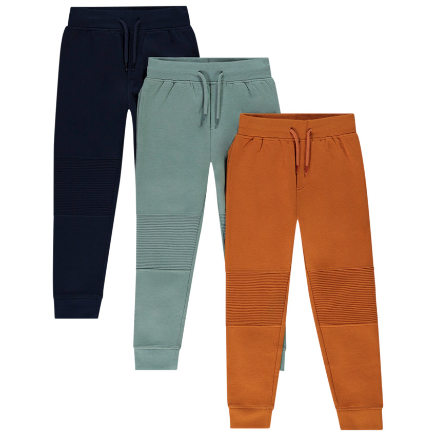 Lot de 3 joggings unis en molleton pour garçon 