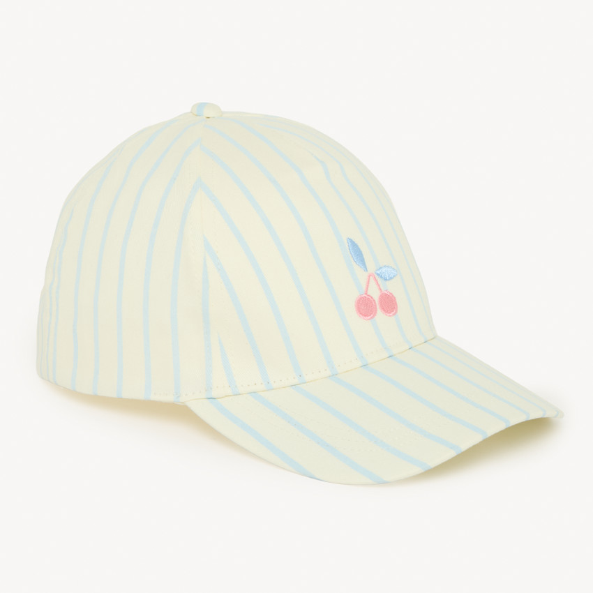 Casquette imprimé rayé avec broderie cerise pour fille