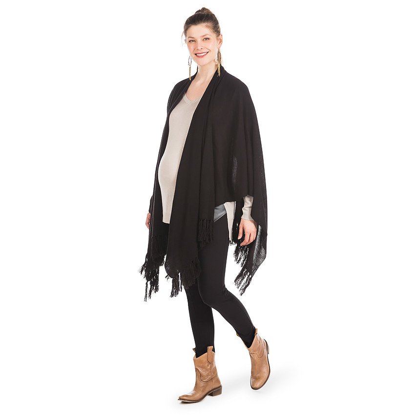Poncho de grossesse à franges 