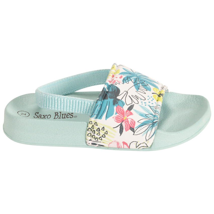 Mules à bride imprimé feuillage pour fille avec lanière selon l'âge 