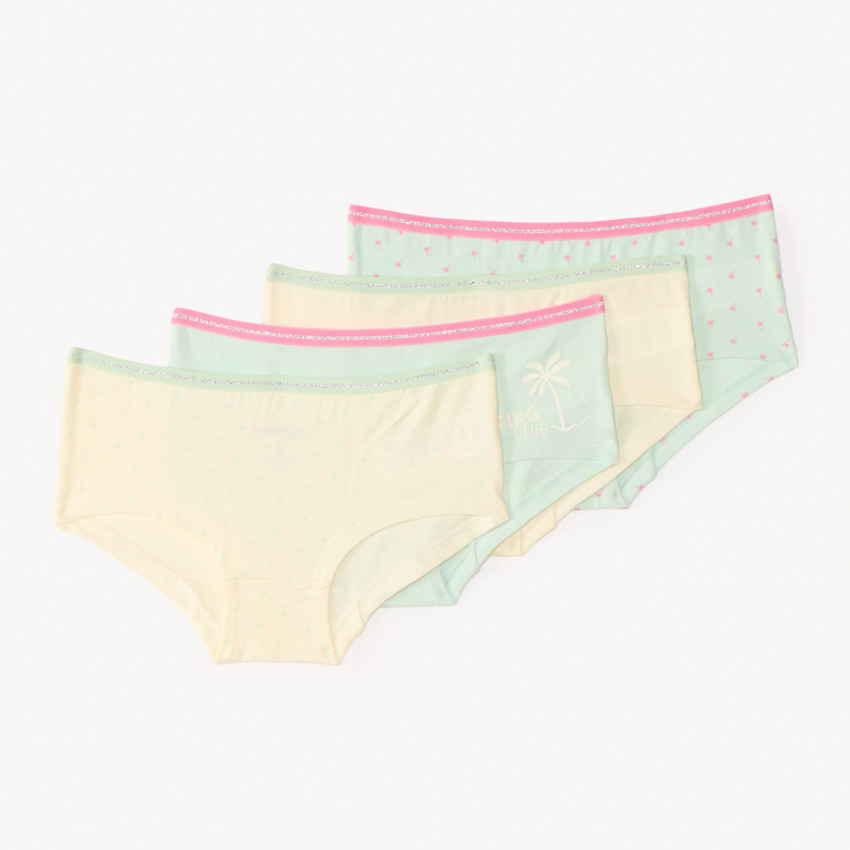 Lot de 4 shorties fantaisie à palmiers pour fille