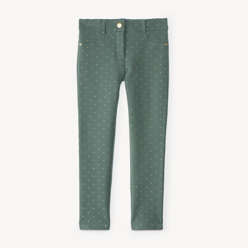 Pantalon fille skinny en molleton à pois dorés 