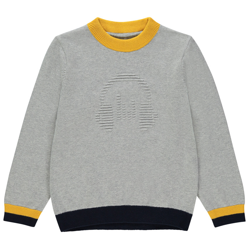 Pull en tricot avec casque en relief et détails contrastés 