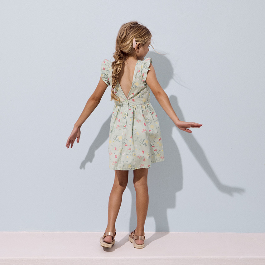 Robe manches courtes volantées imprimé floral pour fille 