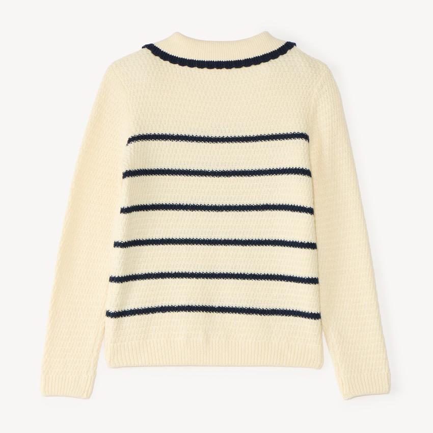 Pull col polo fille style marin 