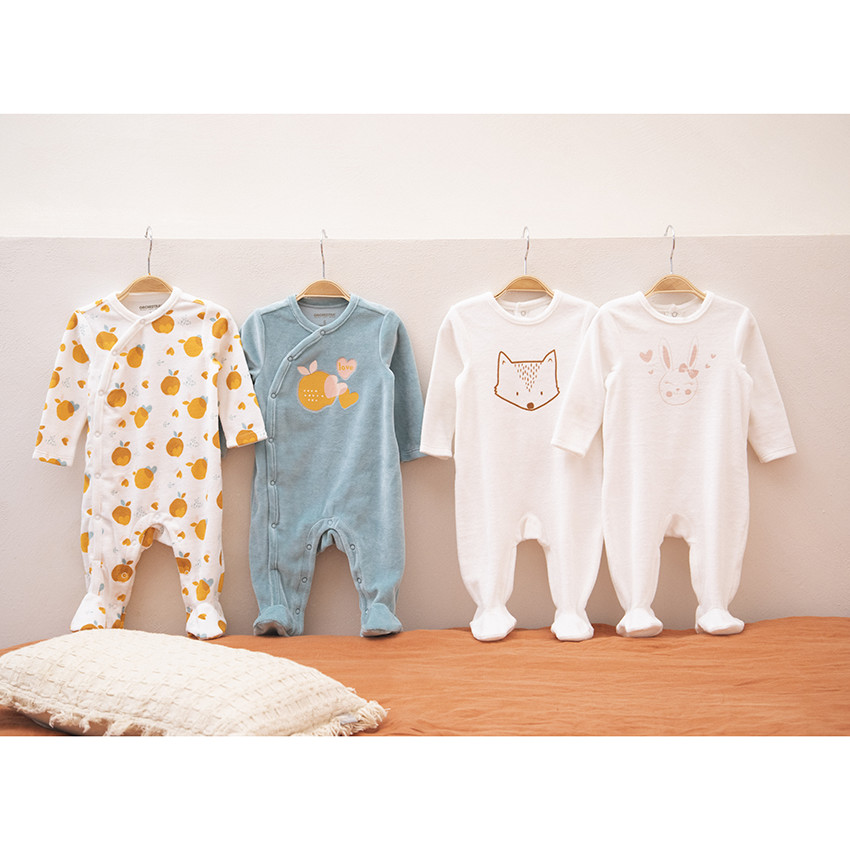 Dors-bien en velours print lapin et coeurs pour bébé fille 