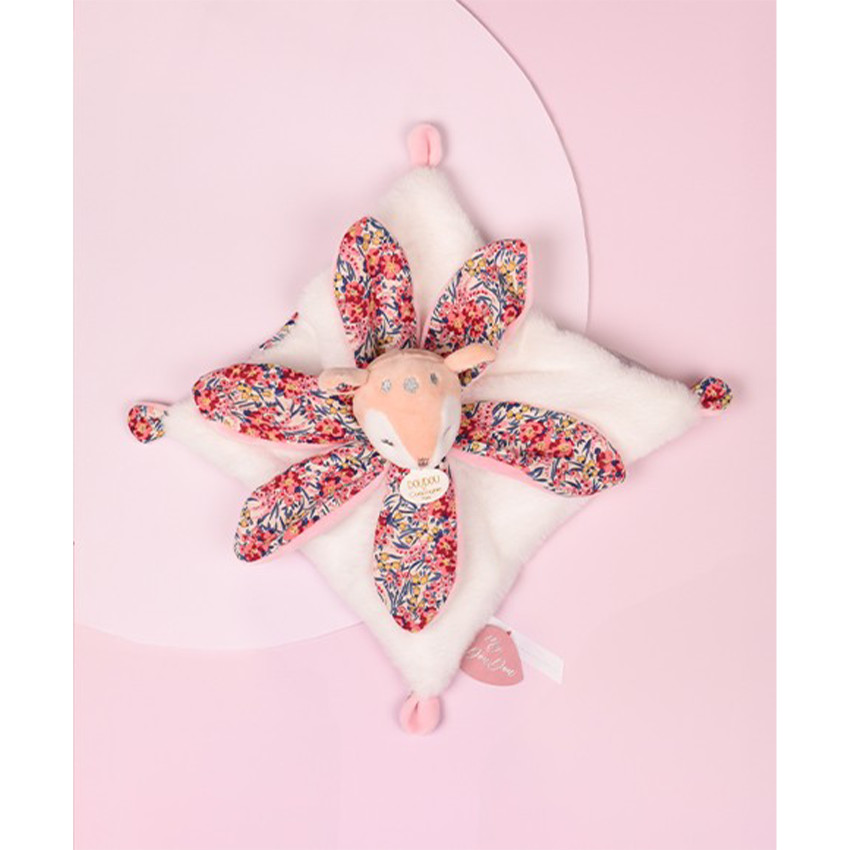 Doudou Faon plat avec pétales Boh'aime 27cm 