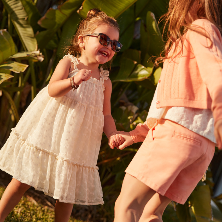 Robe à bretelles en tulle brodée ailes de papillon dans le dos pour bébé fille 