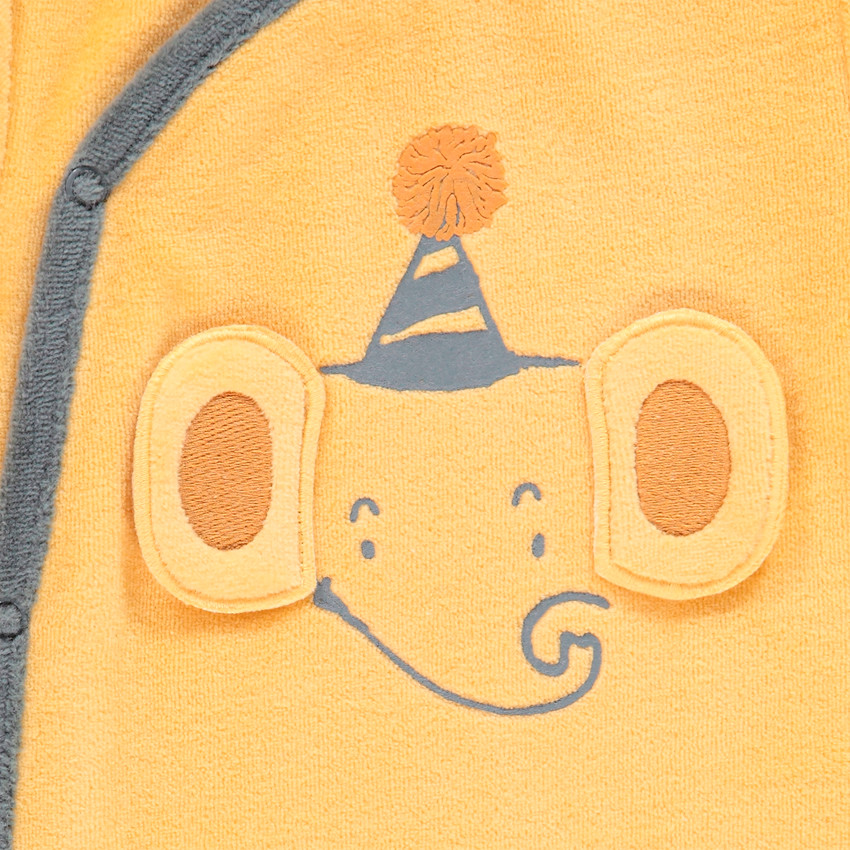 Dors-bien ludique en velours motif éléphant pour bébé garçon 