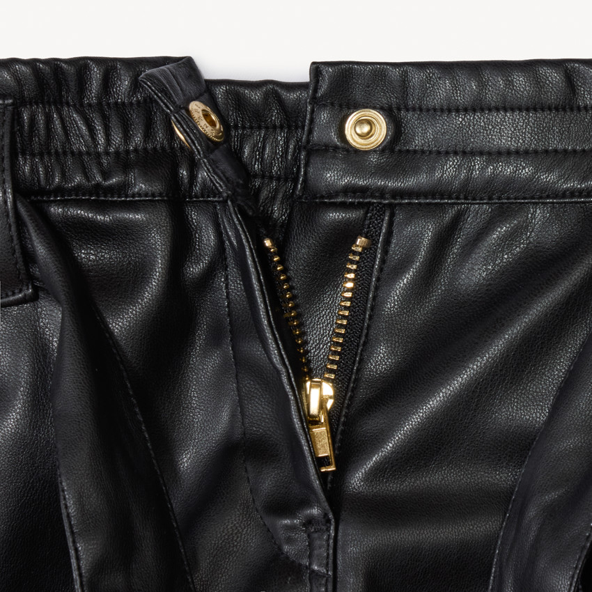 Short uni en similicuir avec ceinture à nouer pour fille  