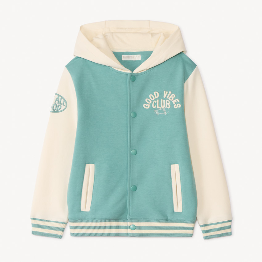 Veste teddy à capuche avec inscription 3D pour garçon