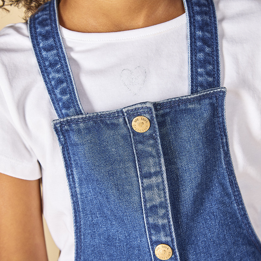 Robe salopette en denim avec poches soufflées pour fille 