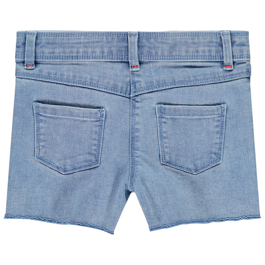 Short en jean délavé à fleurs brodées pour enfant fille 
